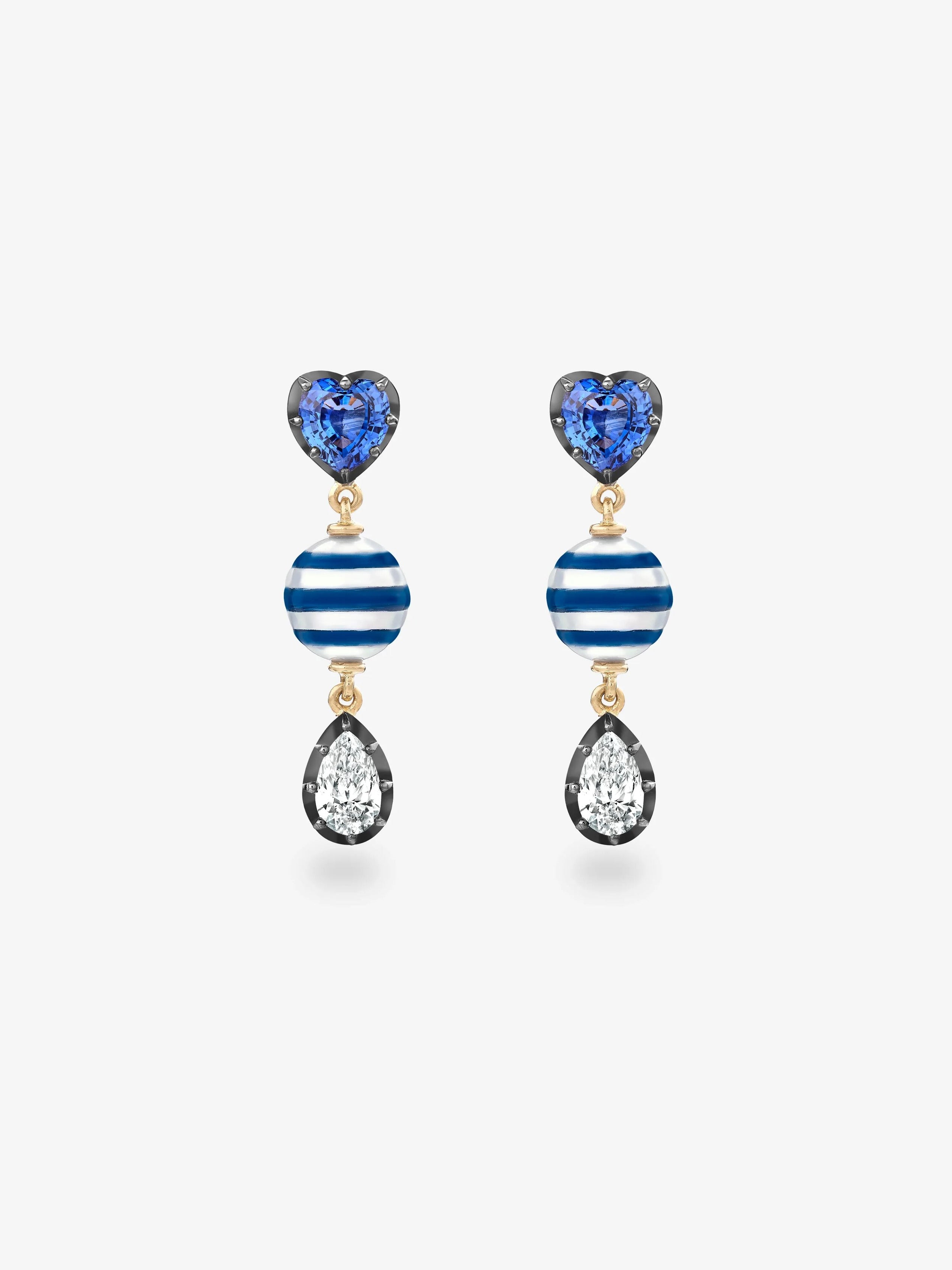 Hello Sailor You're My Anchor Sapphire, Pearl & Diamond Earrings View 1