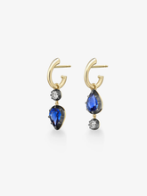 Asymmetric Pear-Shaped Sapphire & Diamond Hoop Earrings