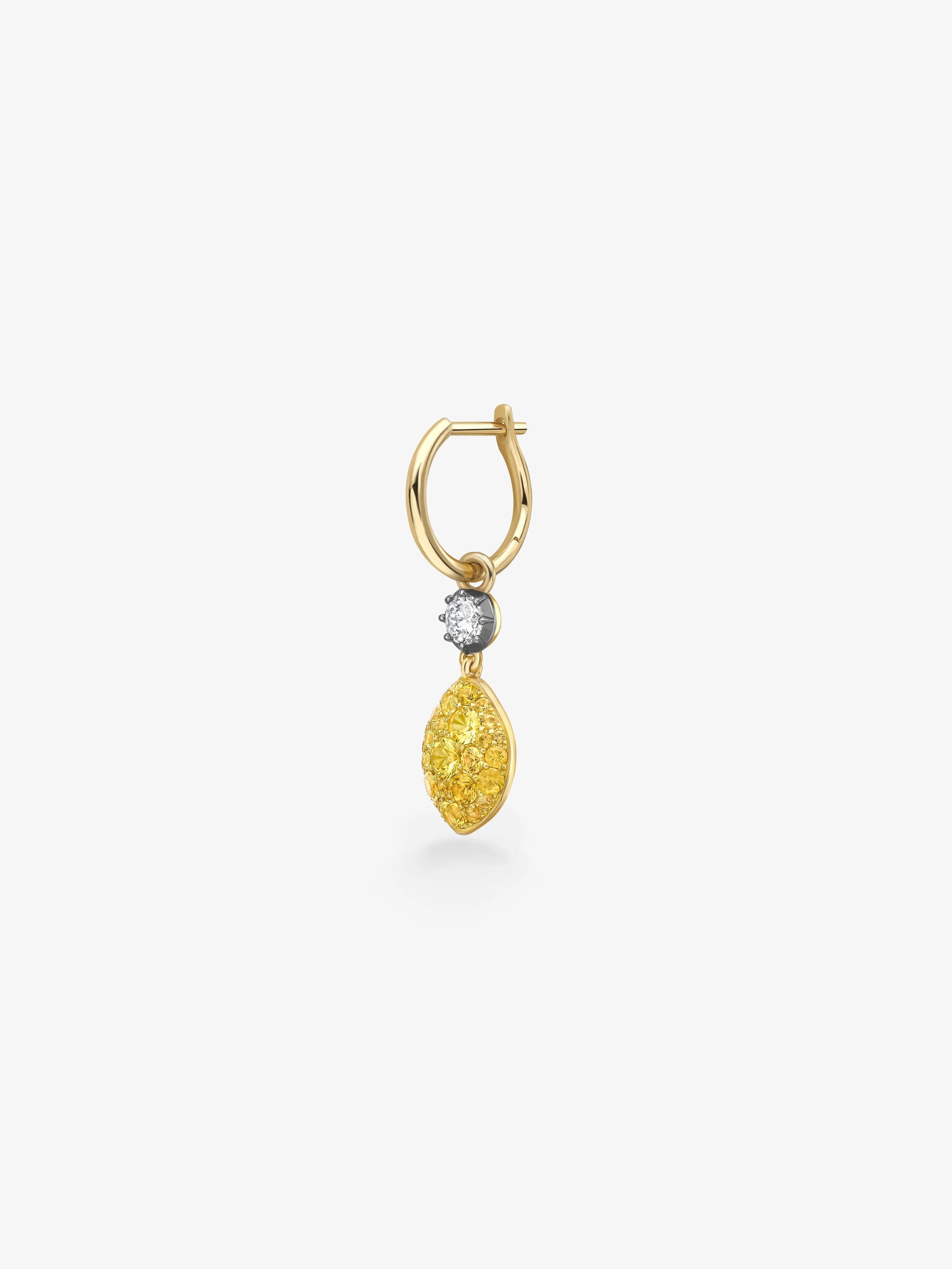 Fruit Salad Lemon Drop Sapphire & Diamond Single Gypset Hoop Earring View 2