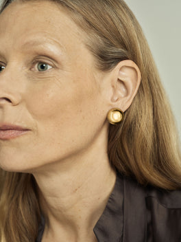 Orbit Yellow Gold Stud Sphere Earrings