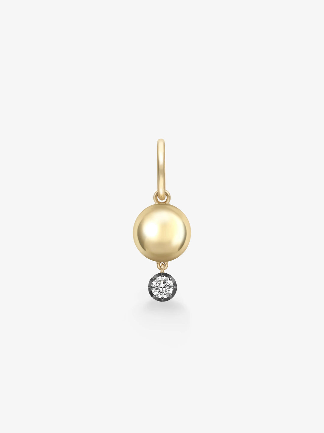 Orbit Single Yellow Gold & Diamond Sphere Gypset Hoop Earring  View 1