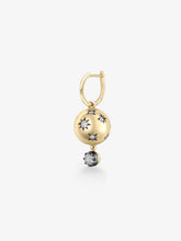 Orbit Yellow Gold Star-Set & Diamond Sphere Single Gypset Hoop Earring