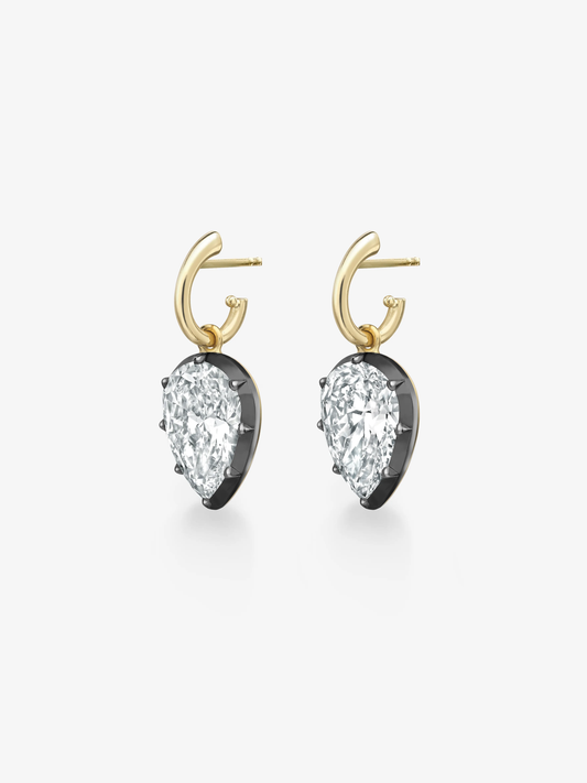 7.50ct Pear-Shaped Diamond Gypset Hoop Earrings View 2