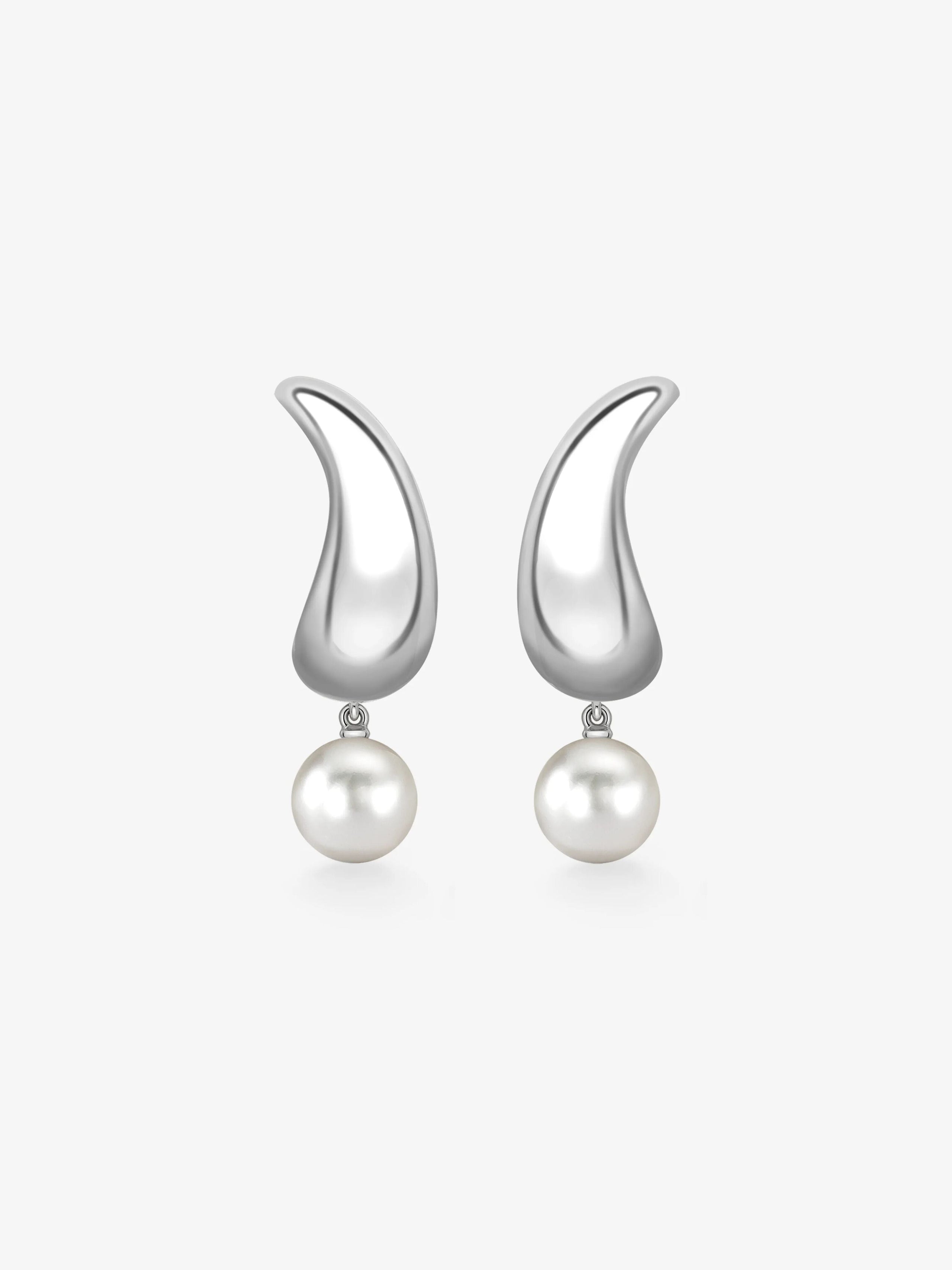 Rush Hour 'Til Late White Gold Pearl Earrings View 1