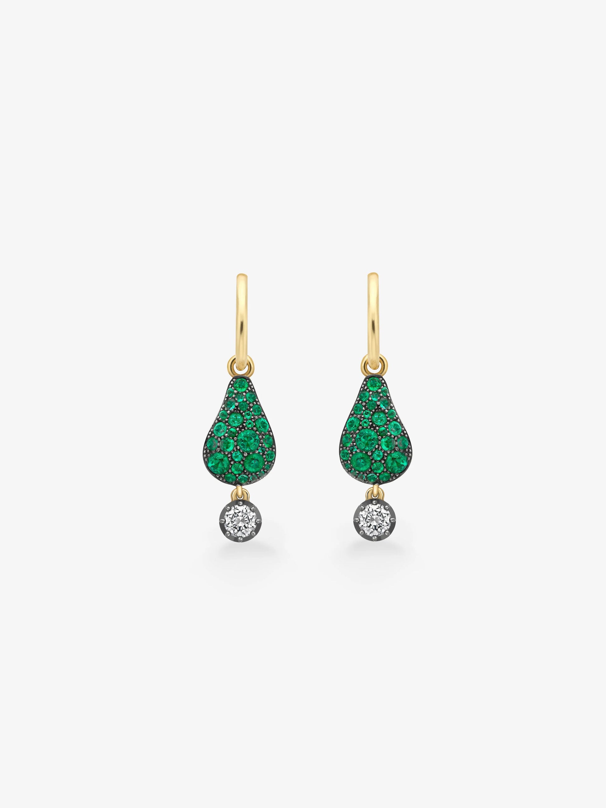 Fruit Salad Emerald Prickly Pear & Diamond Gypset Hoop Earrings View 1