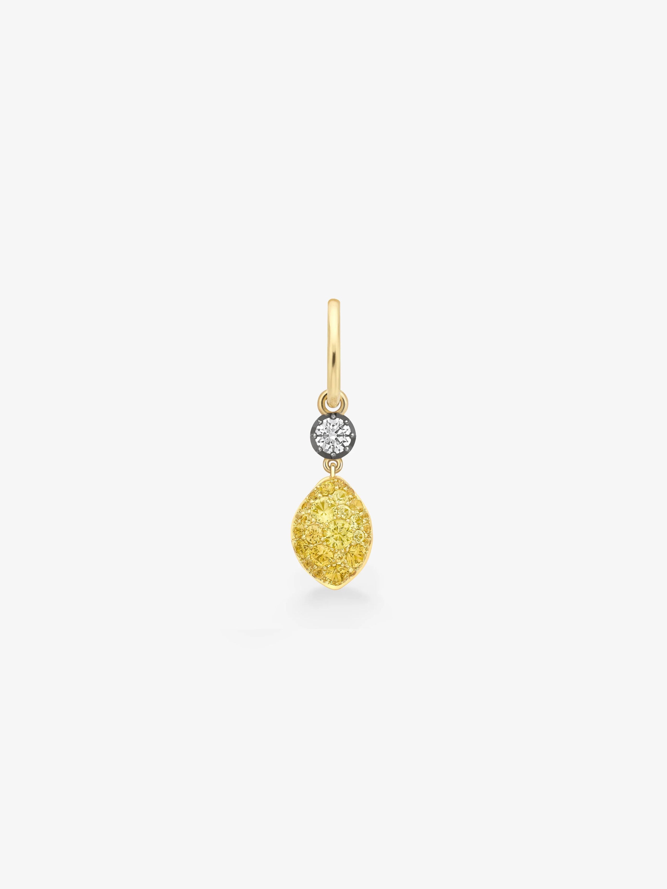 Fruit Salad Lemon Drop Sapphire & Diamond Single Gypset Hoop Earring View 1