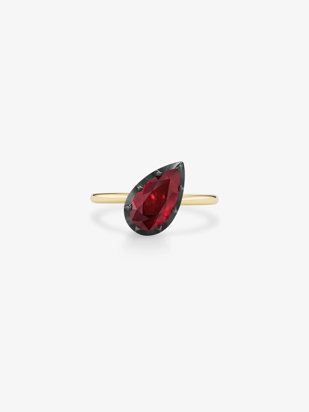 2.23ct Tilted Pear Ruby Button Back Ring  View 1