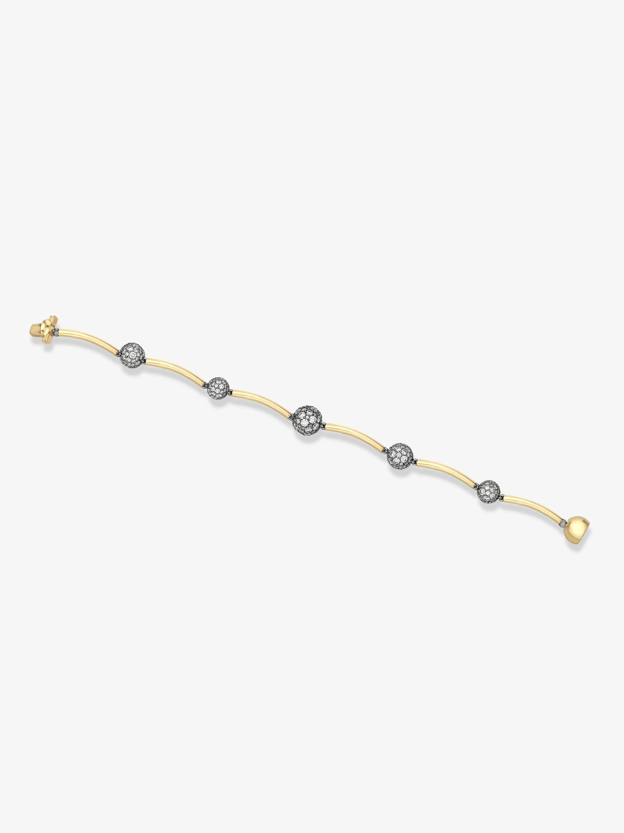 Orbit Yellow Gold & Pavé Diamond Sphere Bracelet View 2