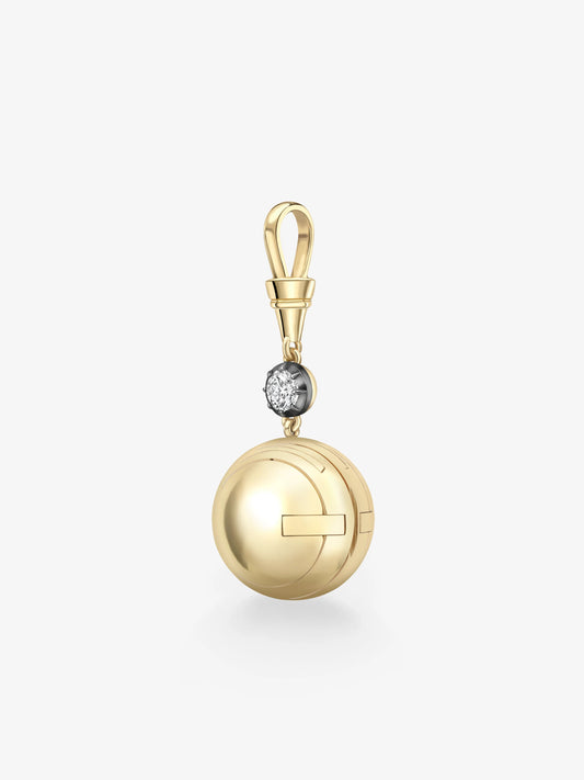 Orbit Yellow Gold & 0.40ct Diamond Sphere Locket Pendant View 4