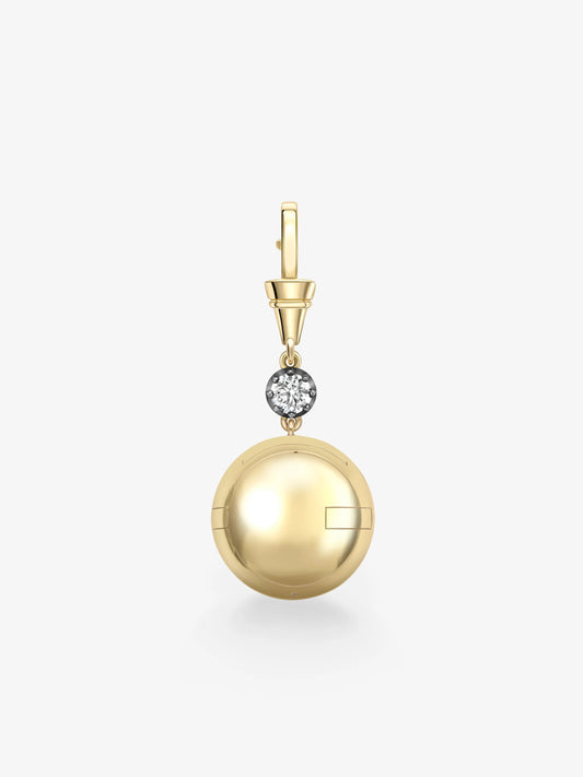 Orbit Yellow Gold & 0.40ct Diamond Sphere Locket Pendant View 2