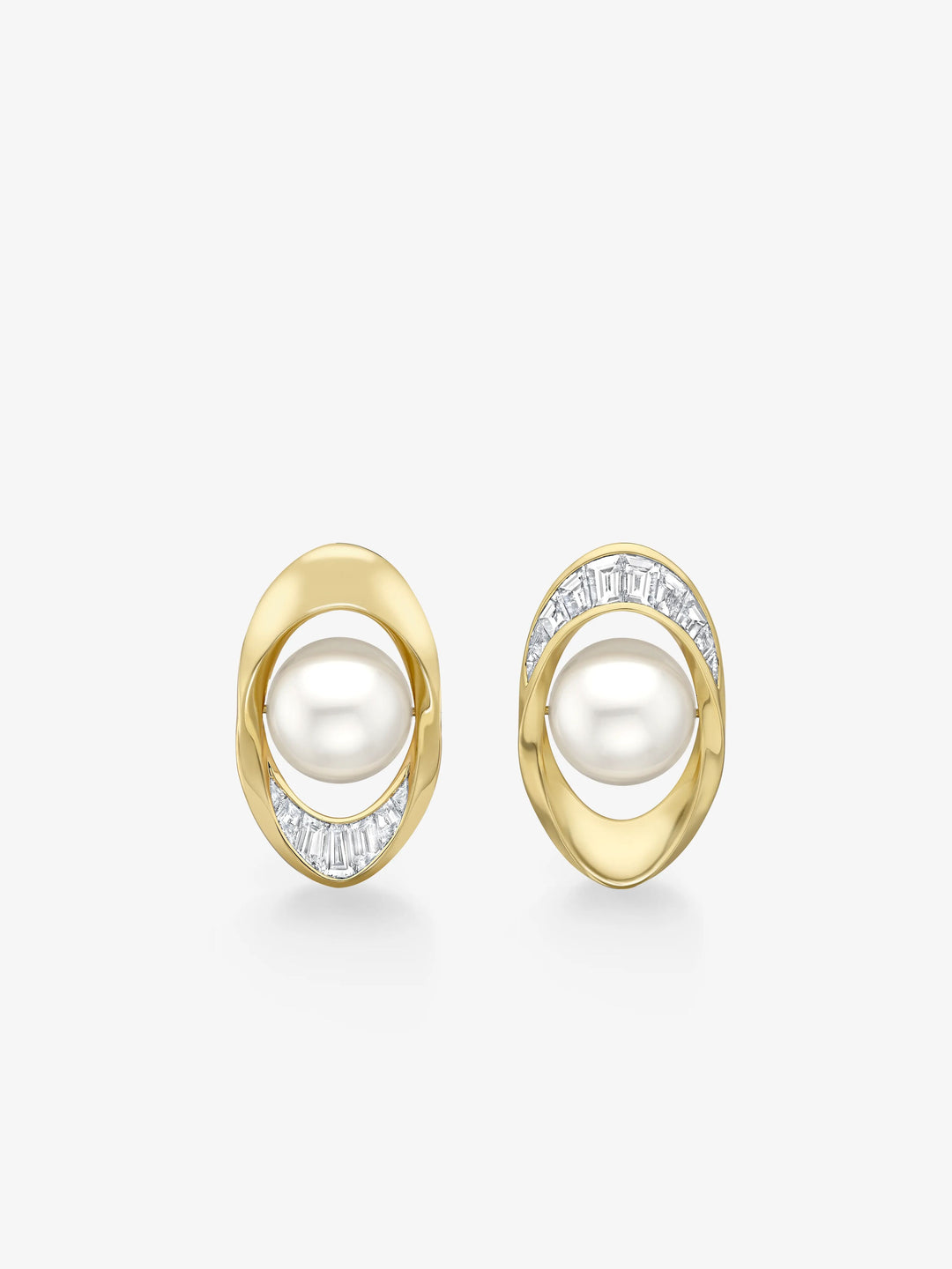 Orbit Pearl & Carré Cut Diamond Earrings  View 1