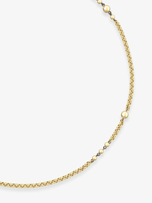 Orbit Yellow Gold Belcher Ball n Chain 16" Necklace View 2