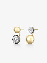 Orbit Asymmetric Yellow Gold 3.40ct & 1.31ct Diamond Sphere Earrings