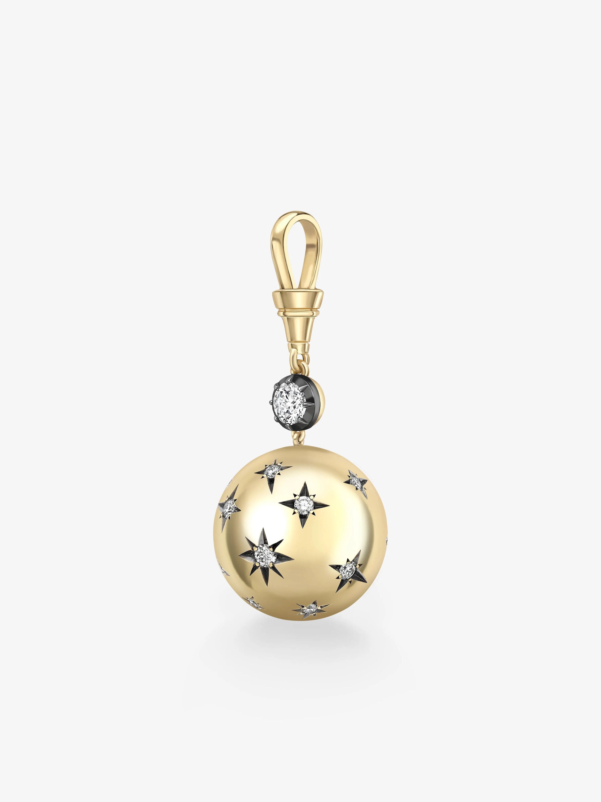 Orbit Yellow Gold & Diamond Star-Set Sphere Pendant View 4