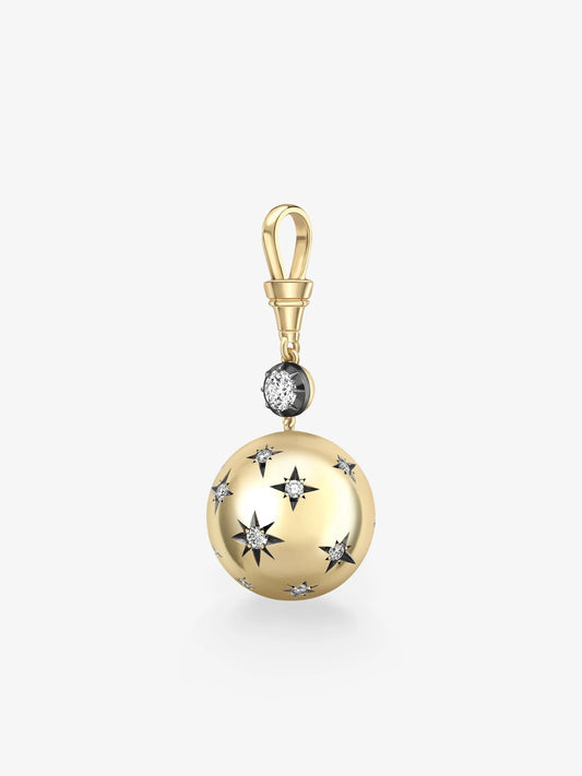 Orbit Yellow Gold & Diamond Star-Set Sphere Pendant View 4