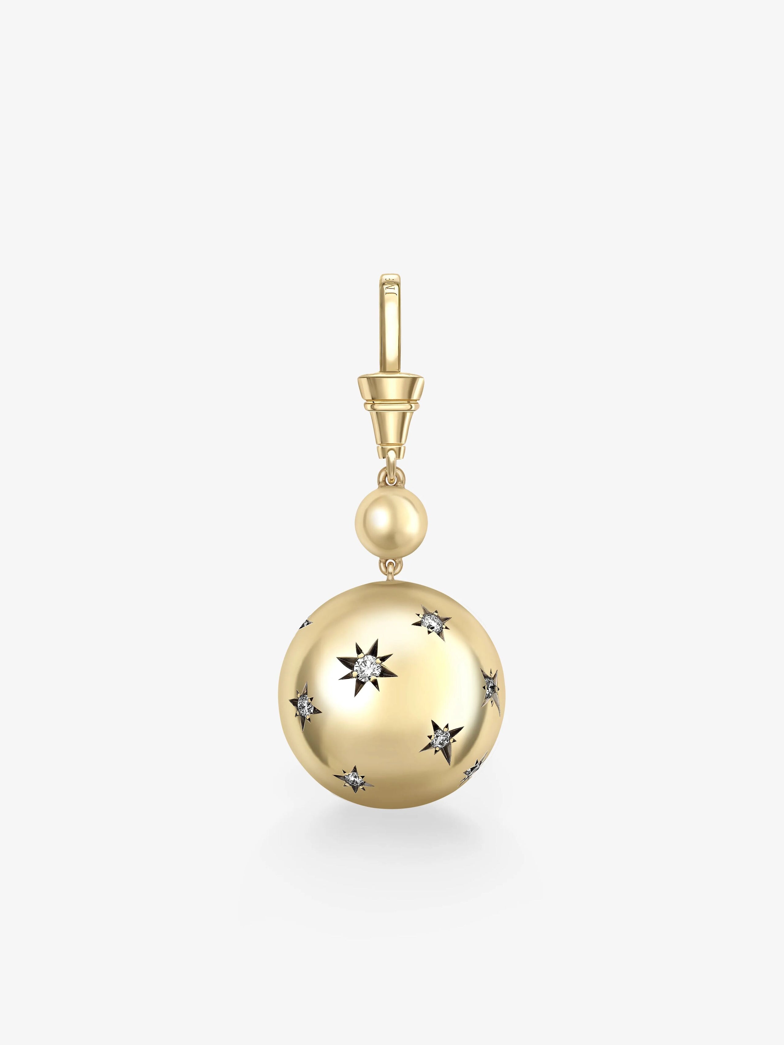 Orbit Yellow Gold & Diamond Star-Set Sphere Pendant View 5