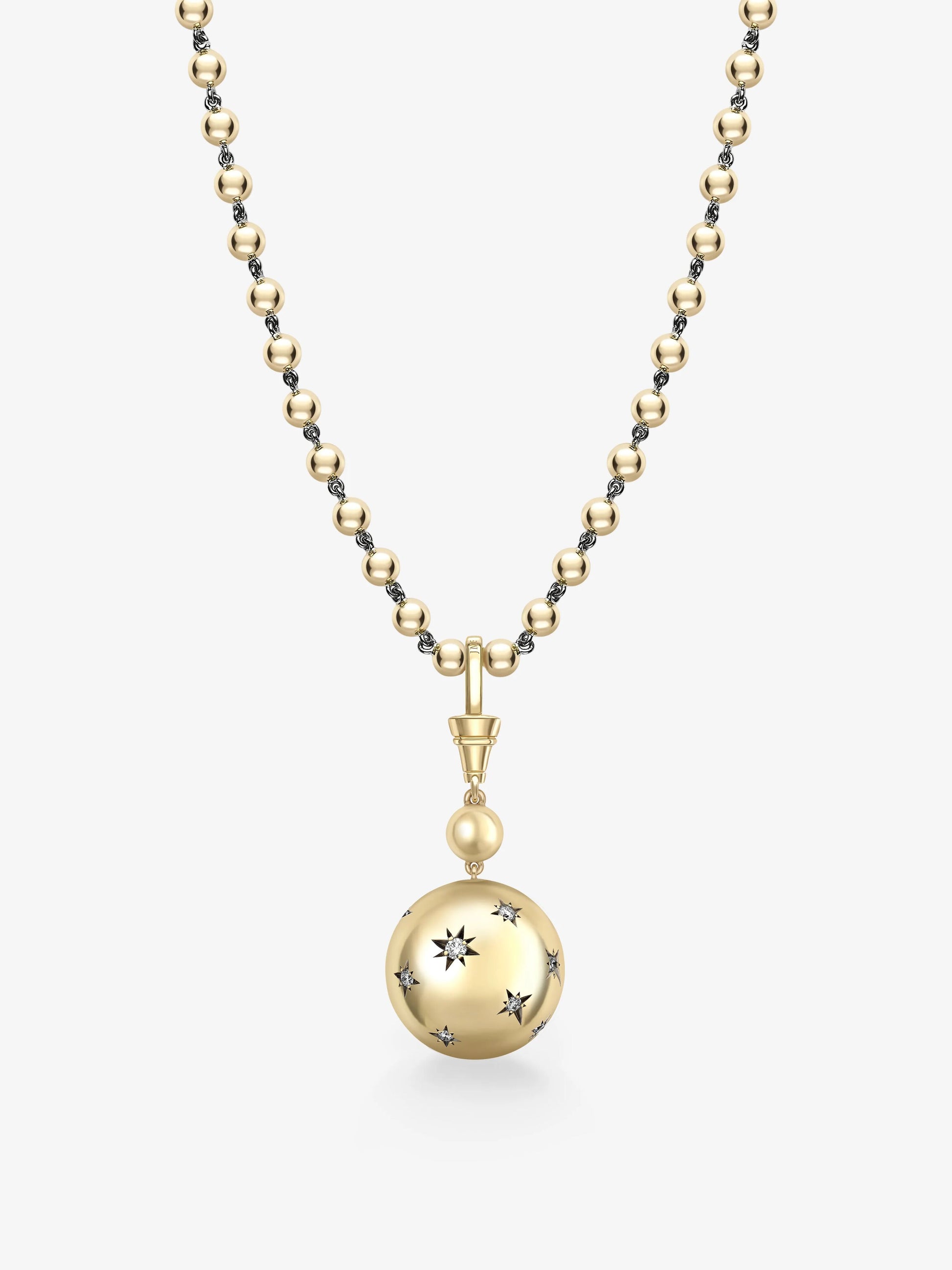 Orbit Yellow Gold & Diamond Star-Set Sphere Pendant View 6