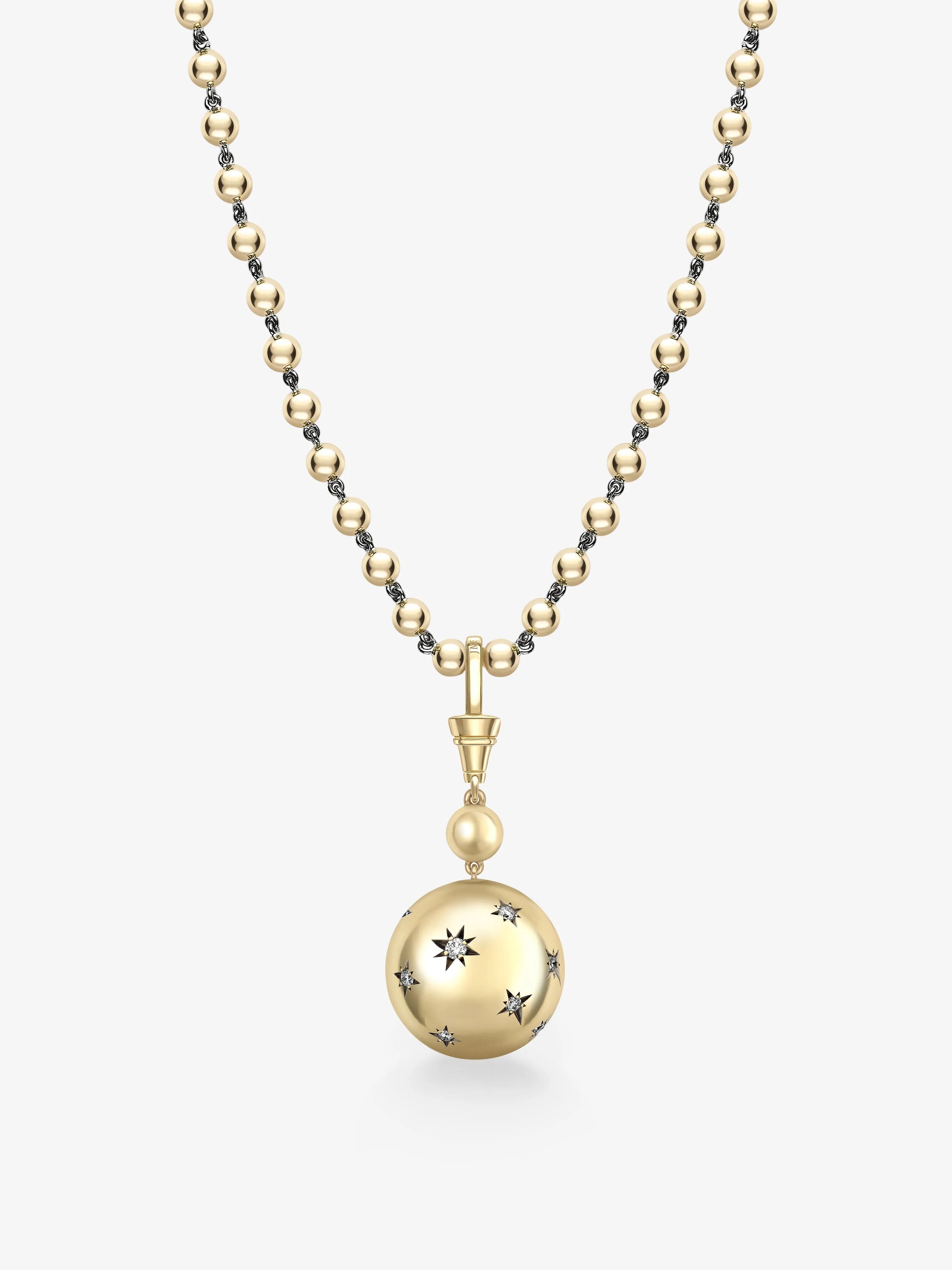 Orbit Yellow Gold & Diamond Star-Set Sphere Pendant View 6