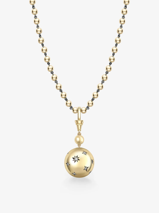 Orbit Yellow Gold & Diamond Star-Set Sphere Pendant View 6