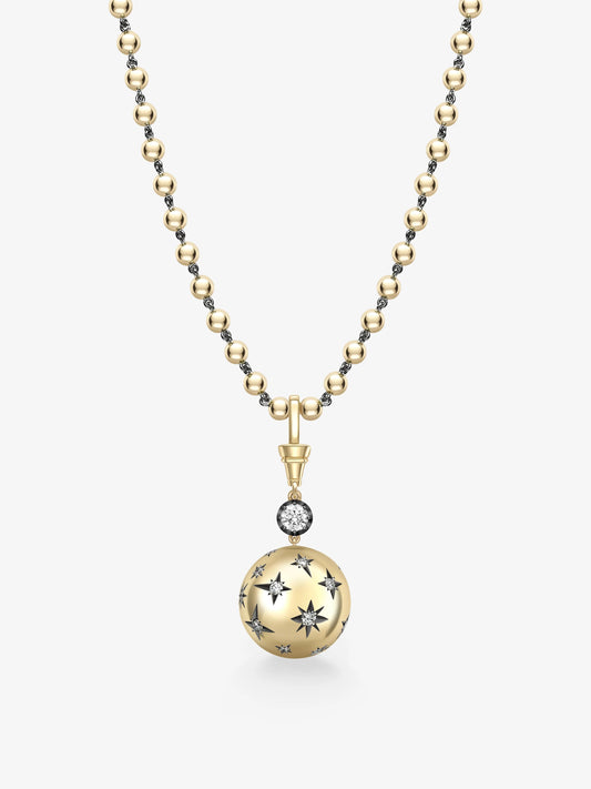 Orbit Yellow Gold & Diamond Star-Set Sphere Pendant View 2