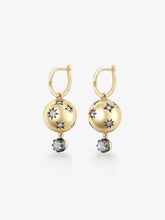 Orbit Yellow Gold Star-Set & Diamond Sphere Gypset Hoop Earrings