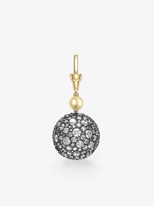 Orbit Yellow Gold & Diamond Pavé Sphere Pendant View 6