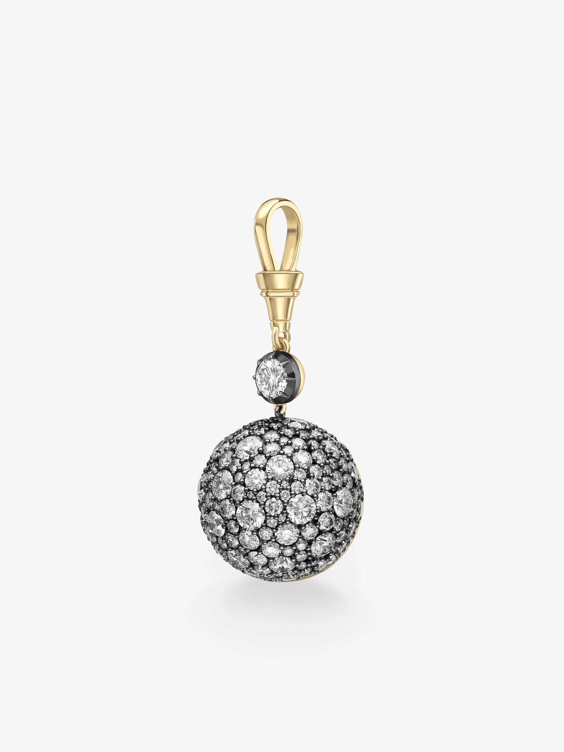 Orbit Yellow Gold & Diamond Pavé Sphere Pendant View 4