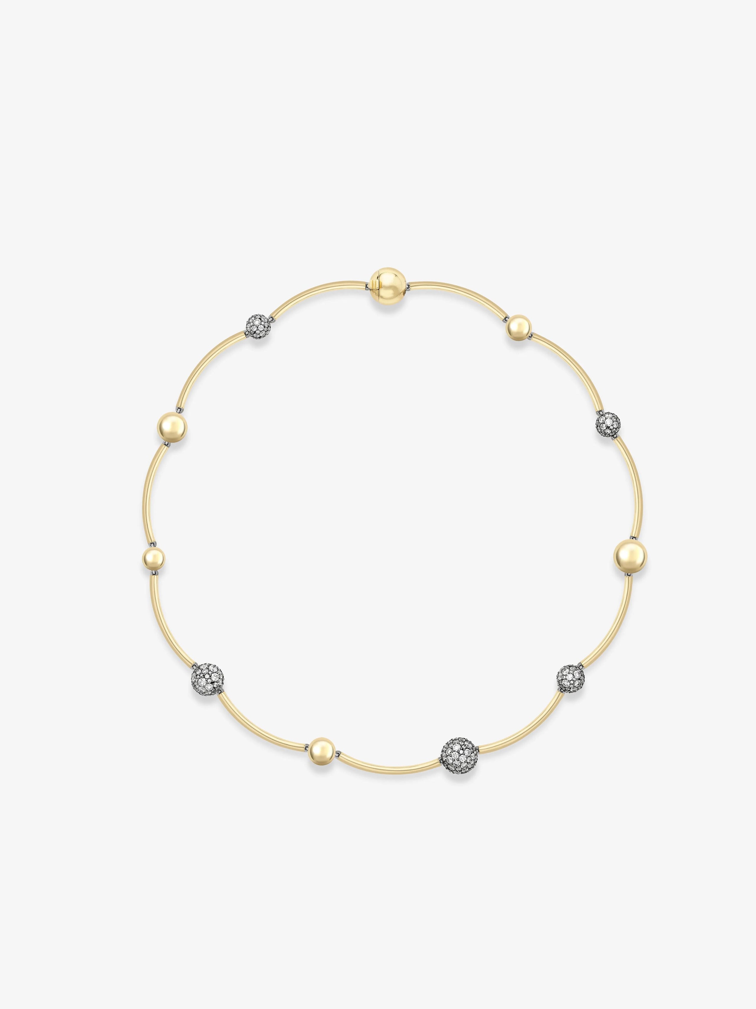Orbit Yellow Gold & Diamond Pavé Sphere Necklace View 1