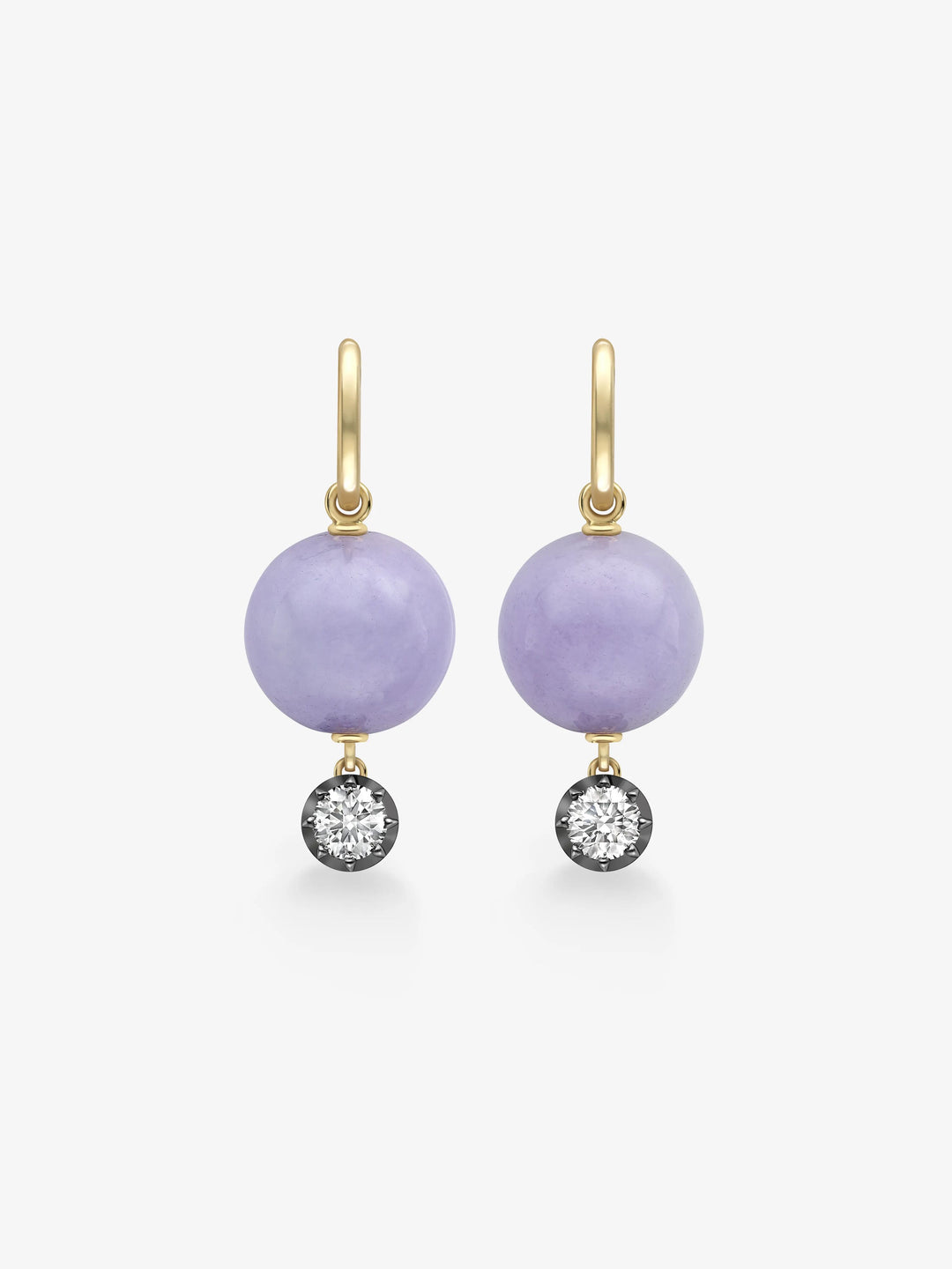 Orbit Lilac Jade & 0.40ct Diamond Sphere Gypset Hoop Earrings  View 1