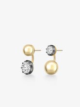 Orbit Asymmetric Yellow Gold 4.11ct & 1.50ct Diamond Sphere Earrings