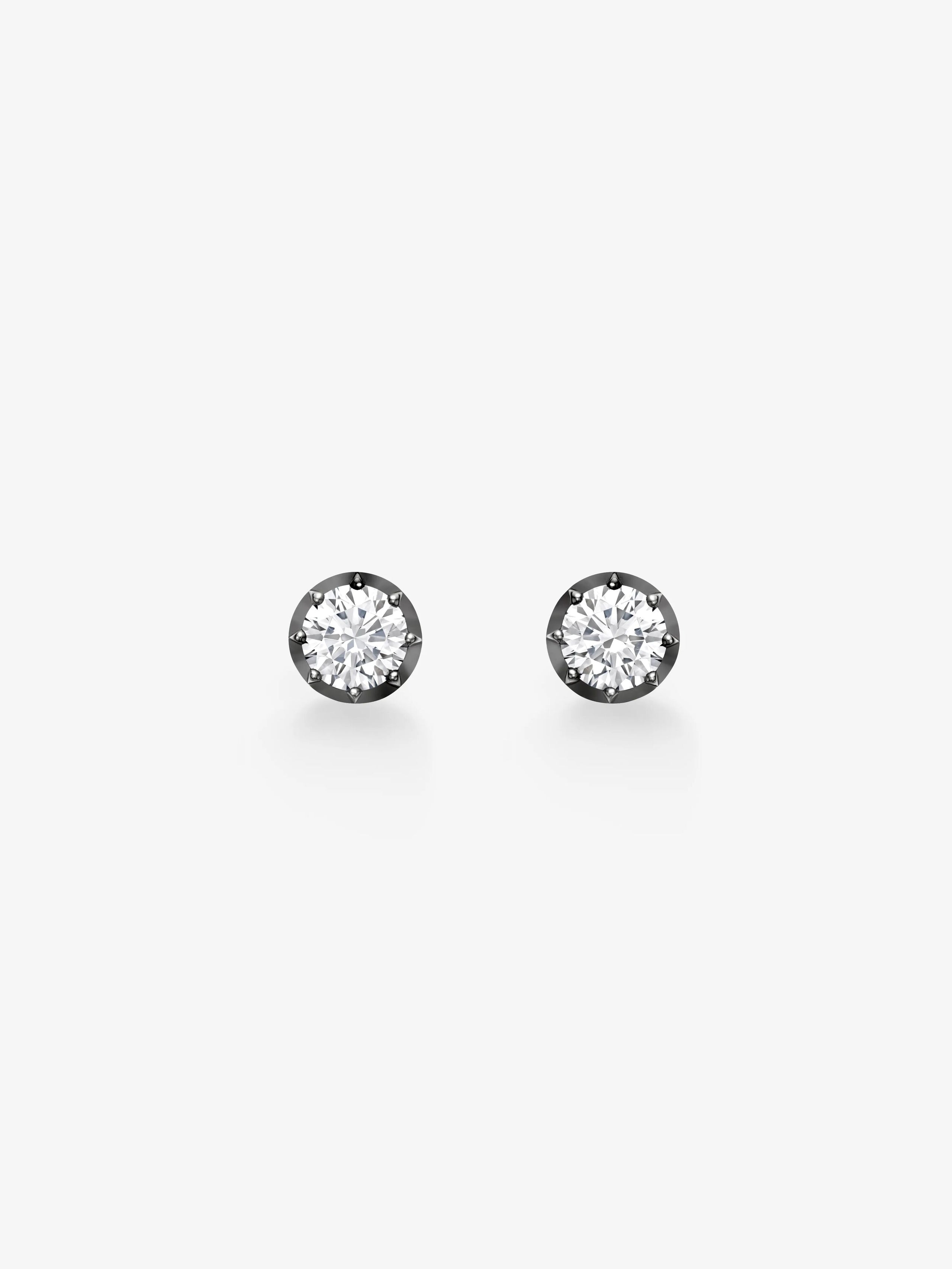 1ct Diamond & Blackened Gold Stud Earrings View 1