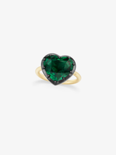 5.81ct Heart-Shaped Emerald Button Back Ring