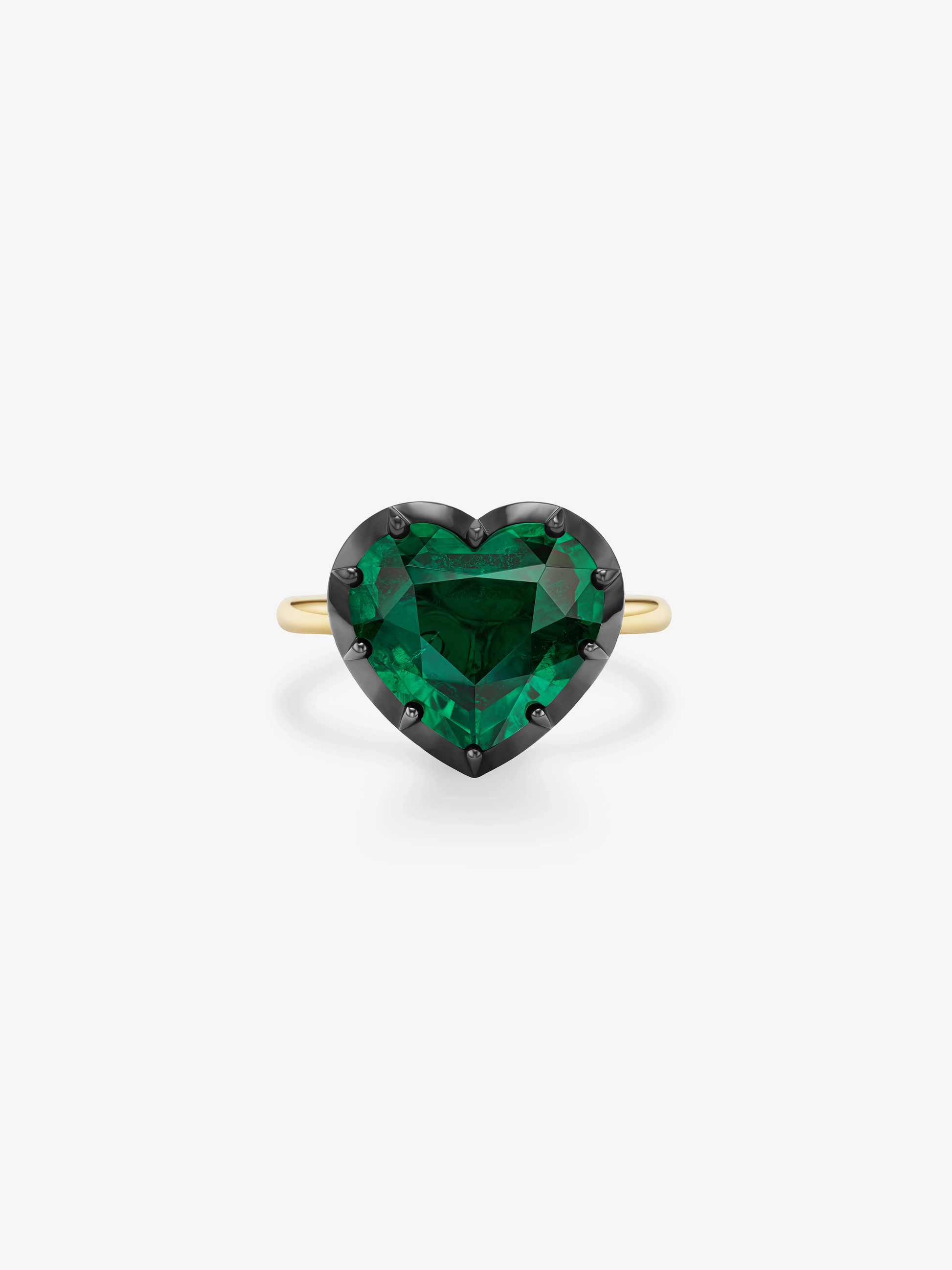 5.81ct Heart-Shaped Emerald Button Back Ring View 1