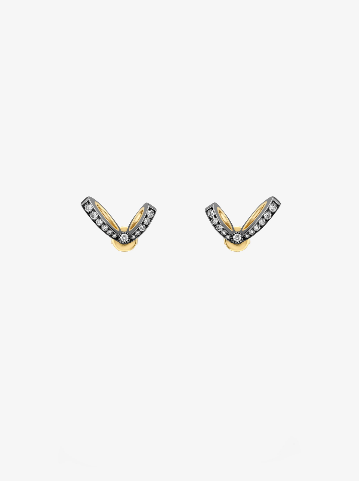 Jessica McCormack diamond ribbon drop earrings in blackened white gold and yellow gold, shaped into elegant curved bow silhouettes View 7