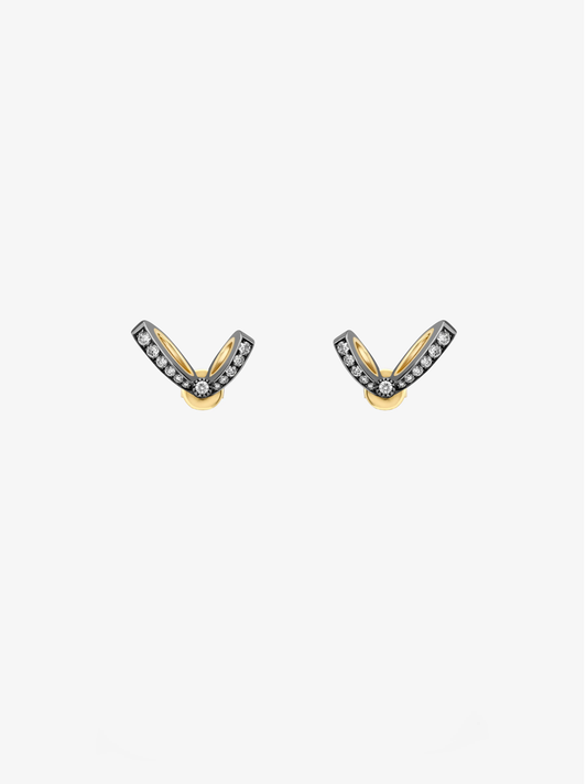Jessica McCormack diamond ribbon drop earrings in blackened white gold and yellow gold, shaped into elegant curved bow silhouettes View 7