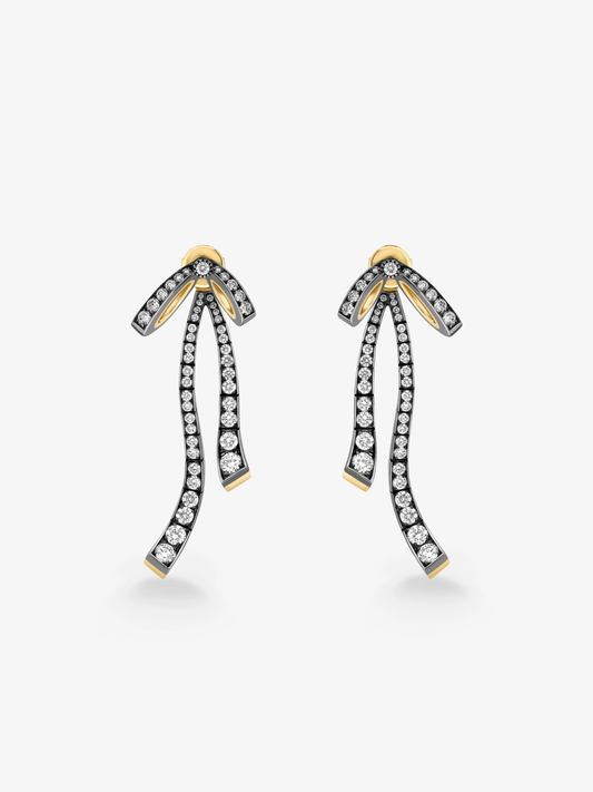 Bows Diamond & Ribbon Drop Earrings View 2