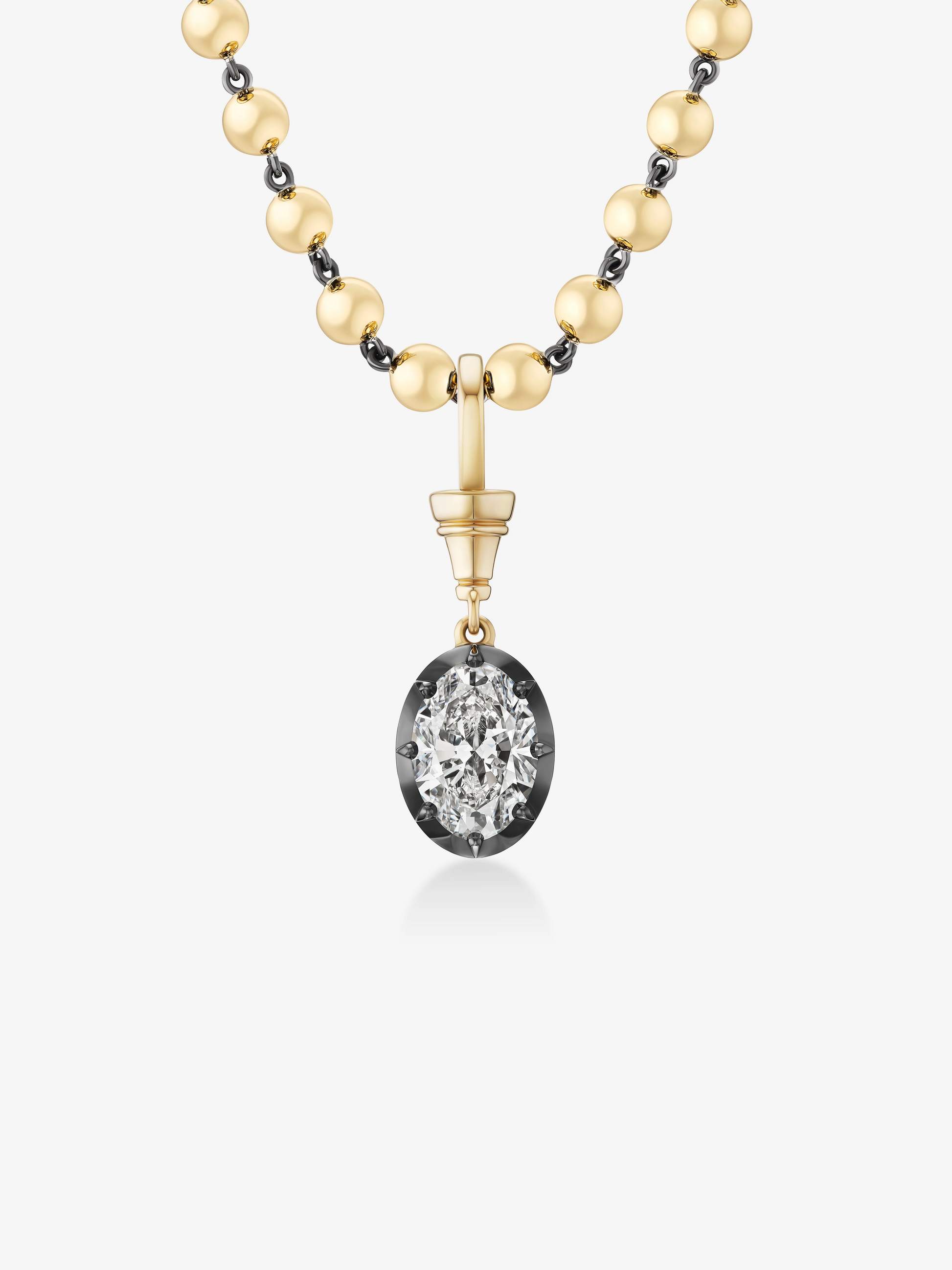 Ball n Chain 3.01ct Oval Diamond Pendant View 3