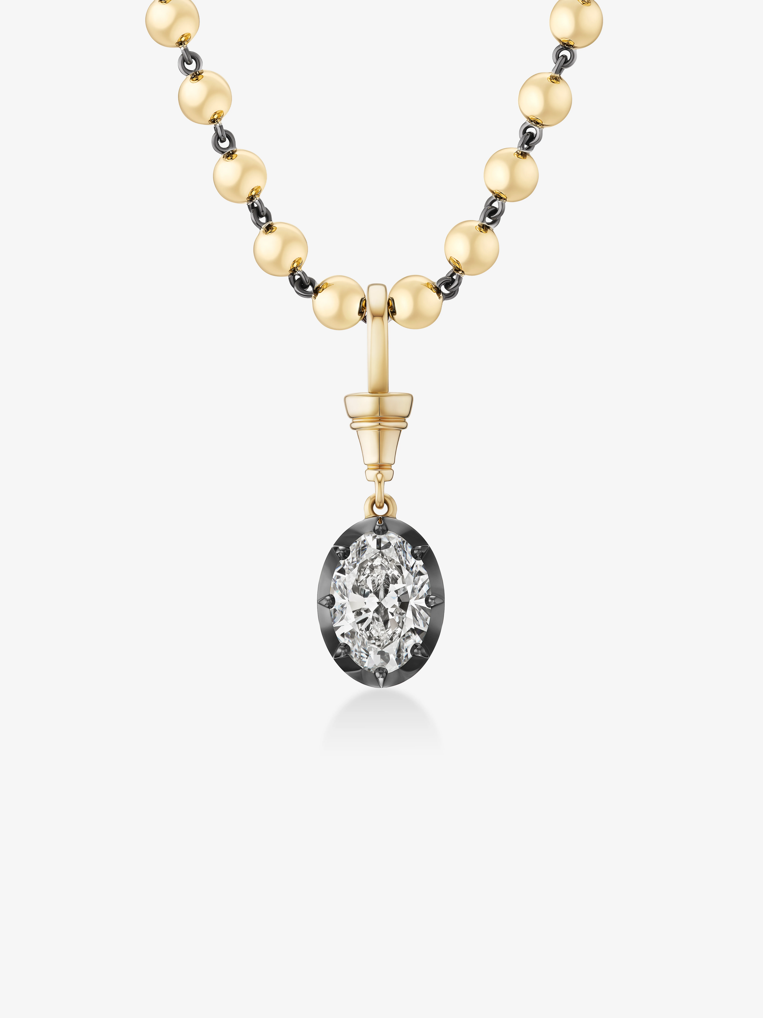Ball n Chain 3.01ct Oval Diamond Pendant View 3