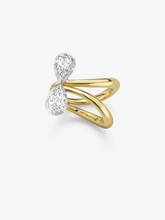 Jessica McCormack Bows ring with two pear shaped diamonds totaling 1.40ct in a sculptural white gold setting with contemporary style