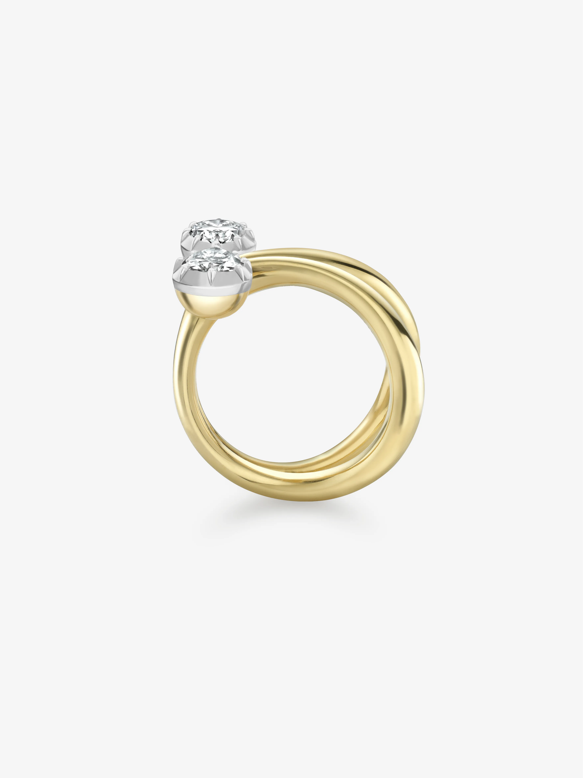 Jessica McCormack pear shaped diamond ring with a white gold setting and sculptural double band, showcasing contemporary craftsmanship and timeless style View 4