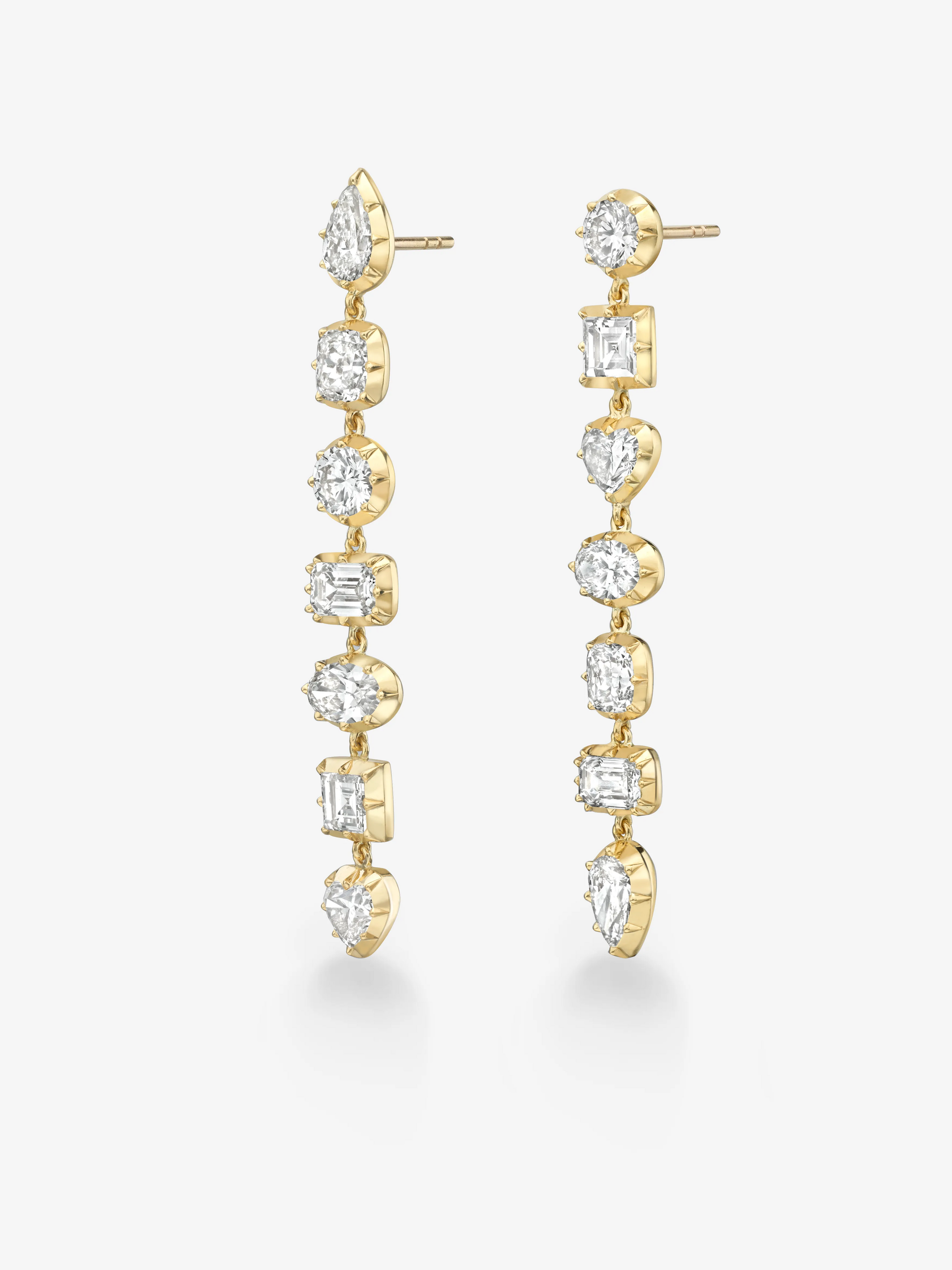 Diamond Cut-Down Drop Earrings View 2