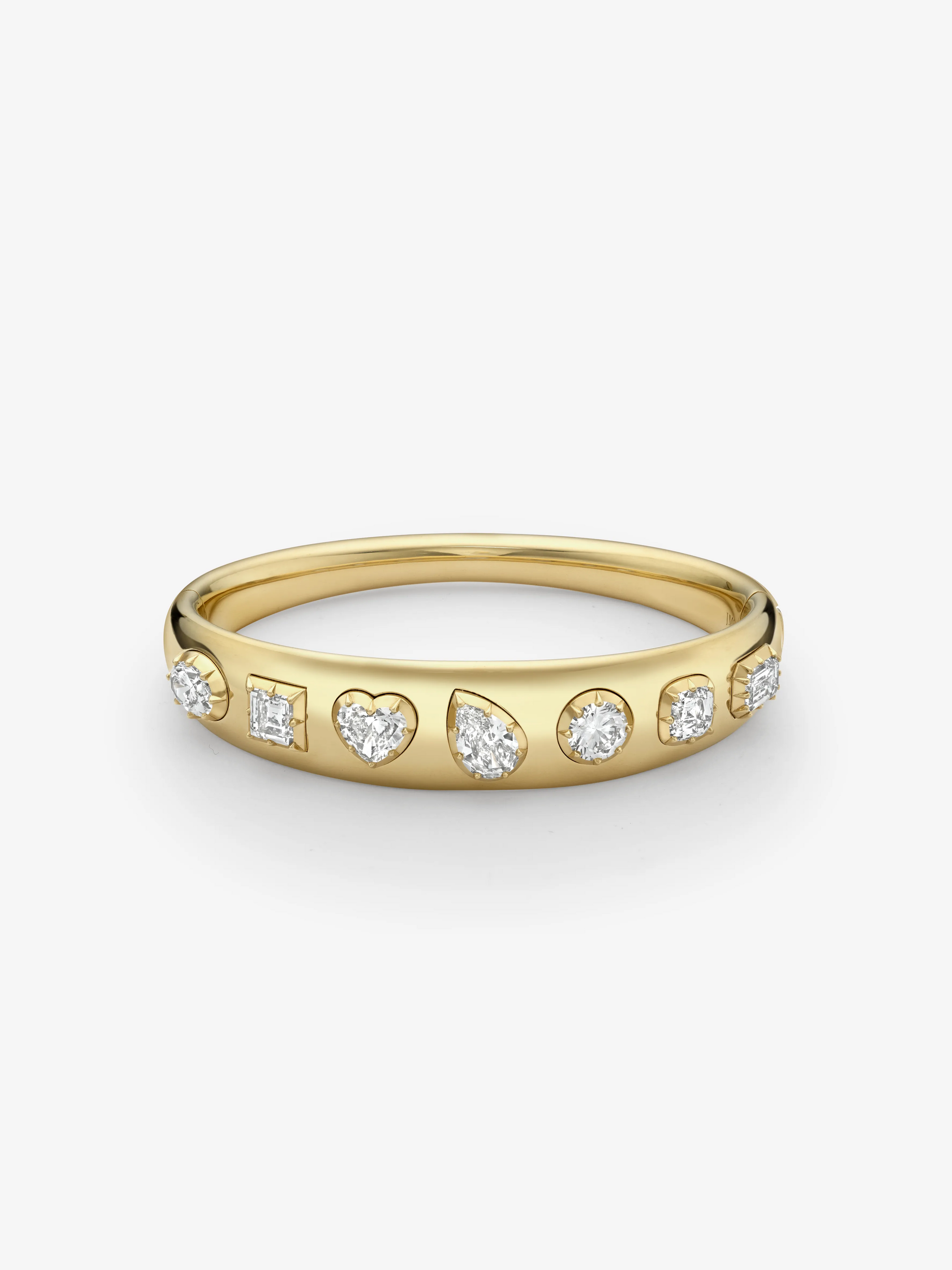 Diamond Cut-Down Yellow Gold Bangle View 1