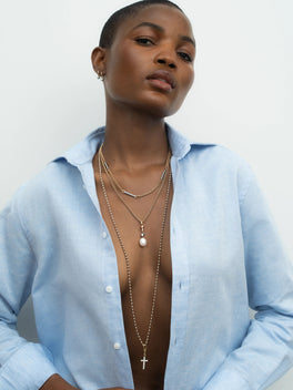 Micro Ball n Chain Rose Gold 36" Necklace