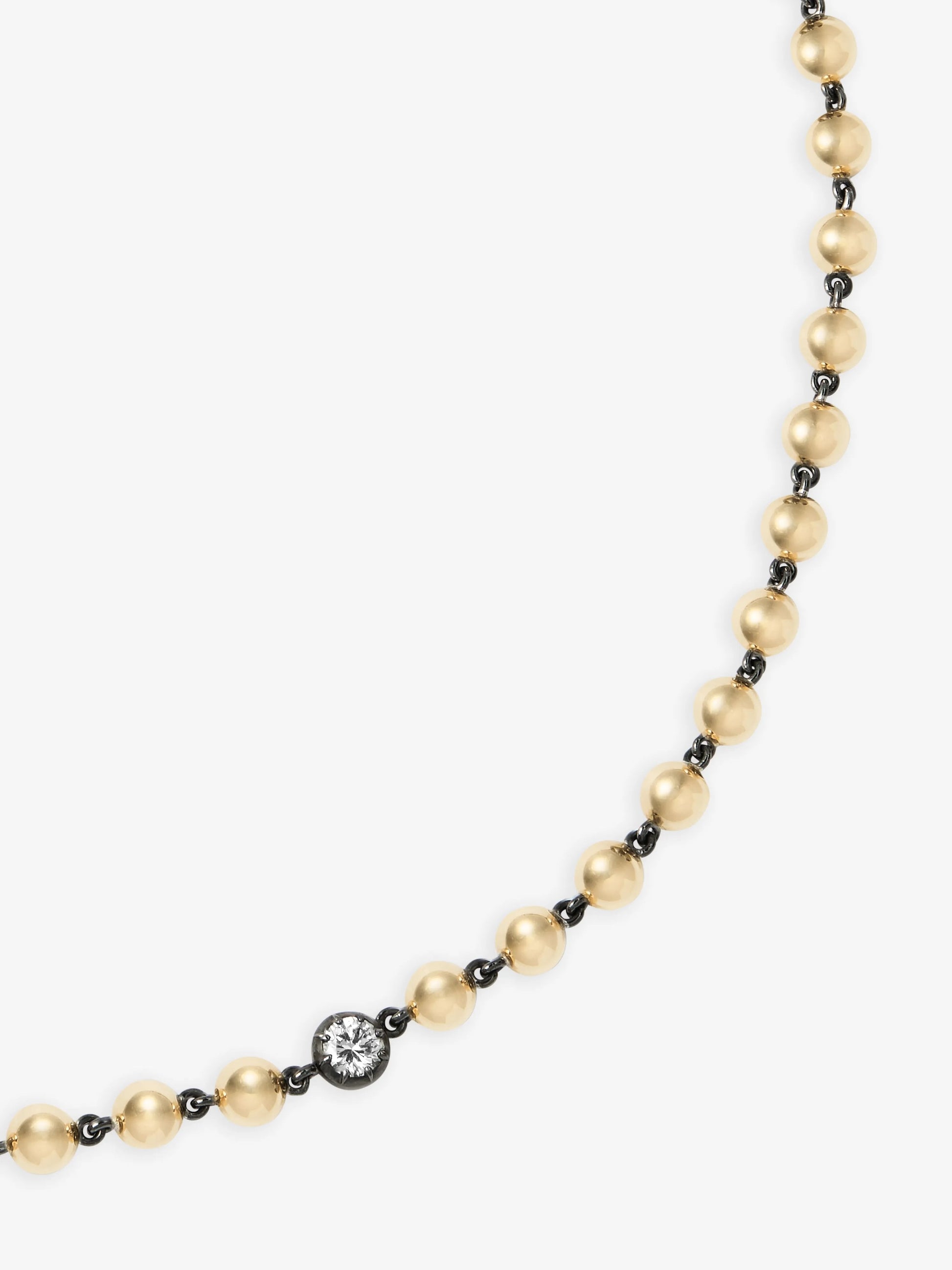 Ball n Chain Yellow Gold Diamond 16" Necklace View 2