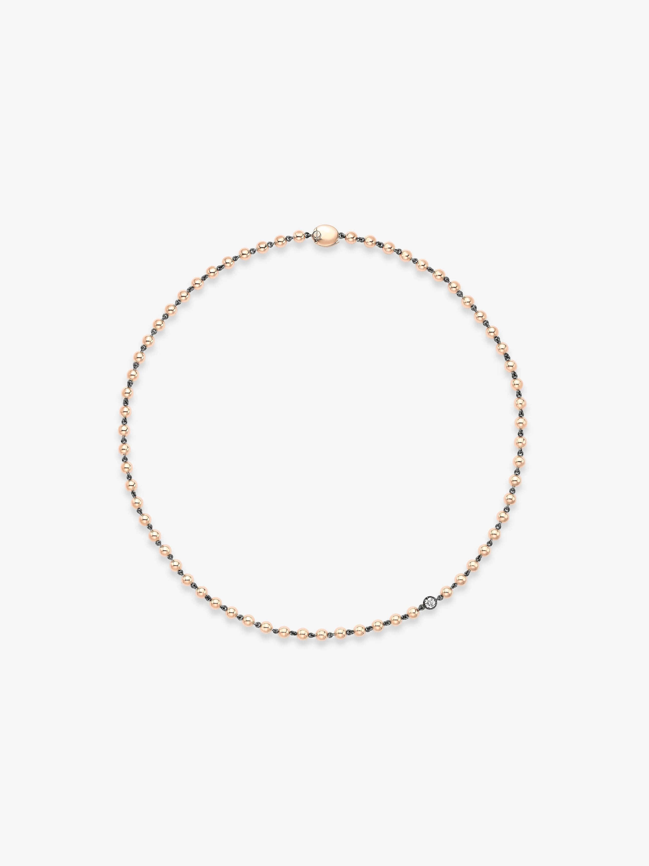 Ball n Chain Rose Gold Diamond 18" Necklace View 1