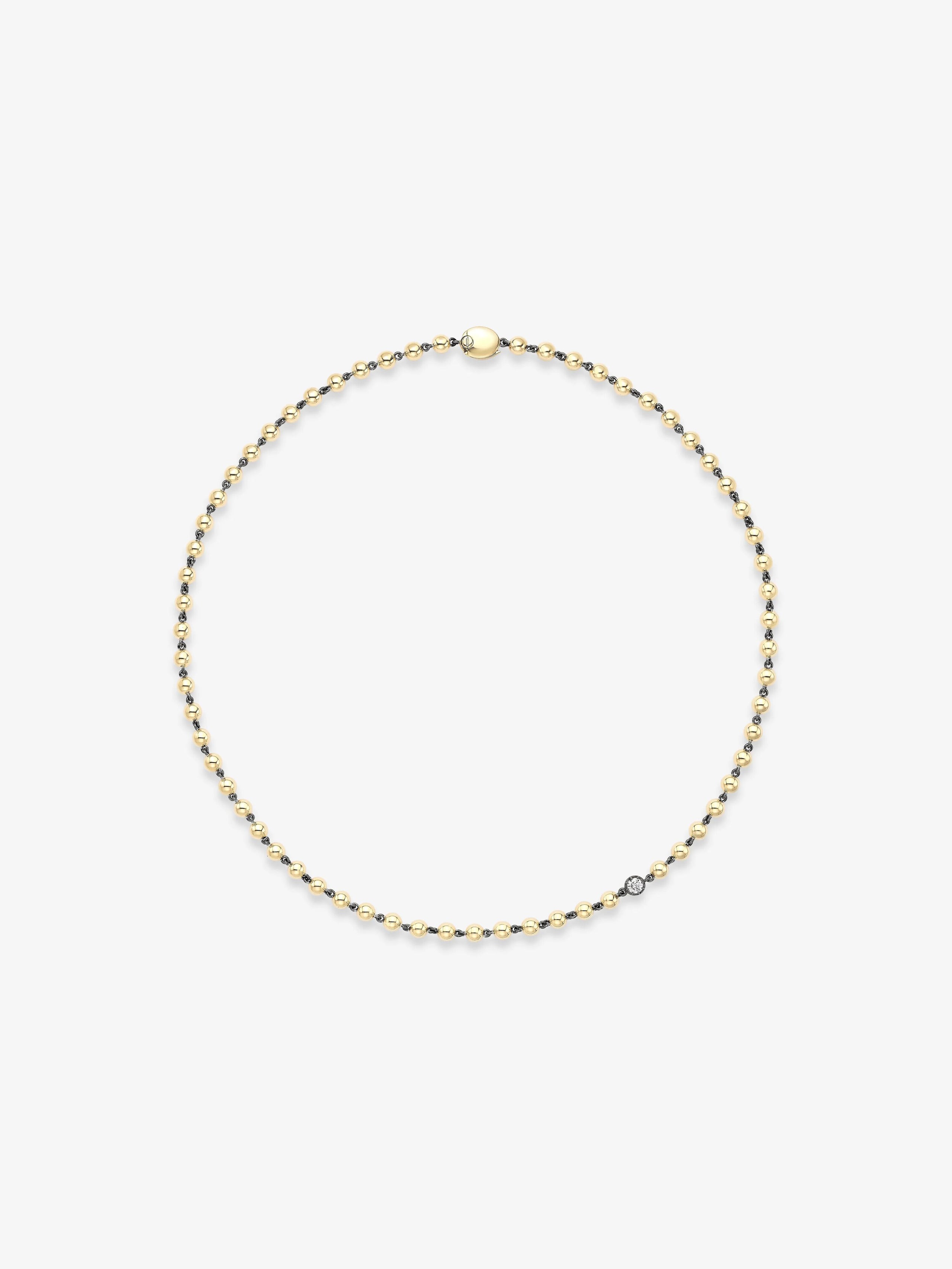 Ball n Chain Yellow Gold Diamond 18" Necklace View 1