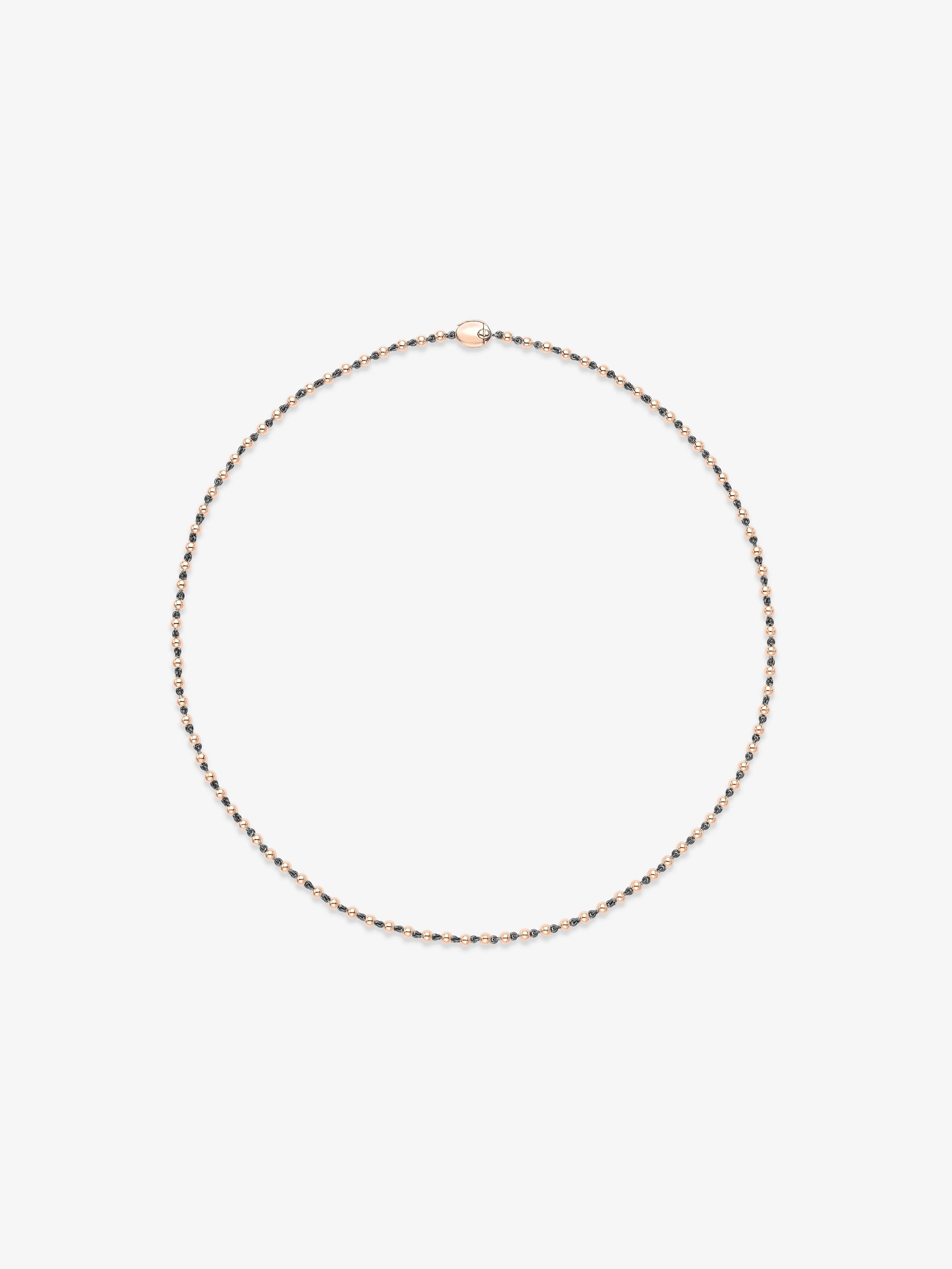 Delicate rose gold micro ball chain necklace featuring finely crafted links, embodying Jessica McCormack’s blend of antique inspiration and modern elegance. View 1