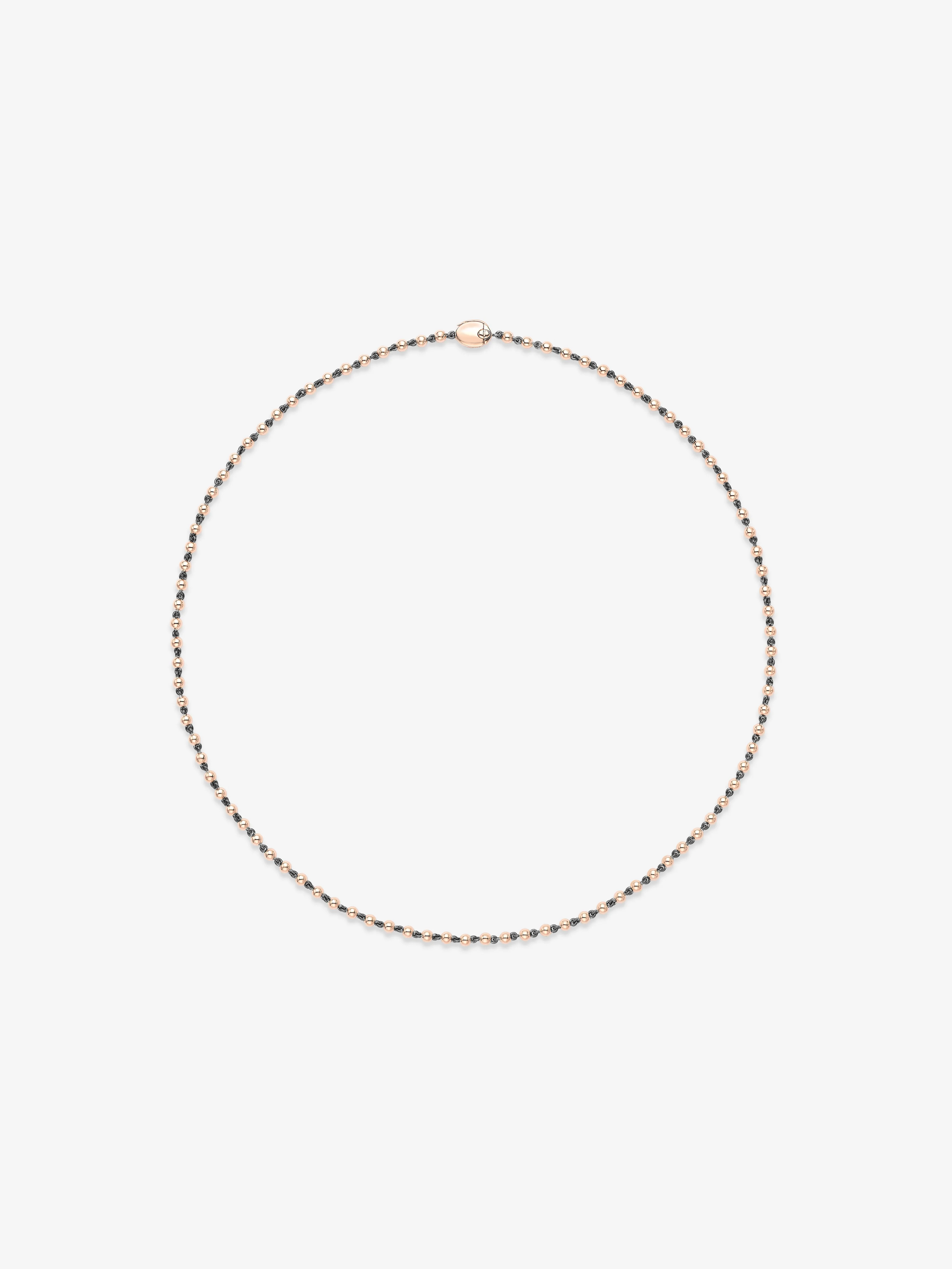 Delicate rose gold micro ball chain necklace featuring finely crafted links, embodying Jessica McCormack’s blend of antique inspiration and modern elegance. View 1