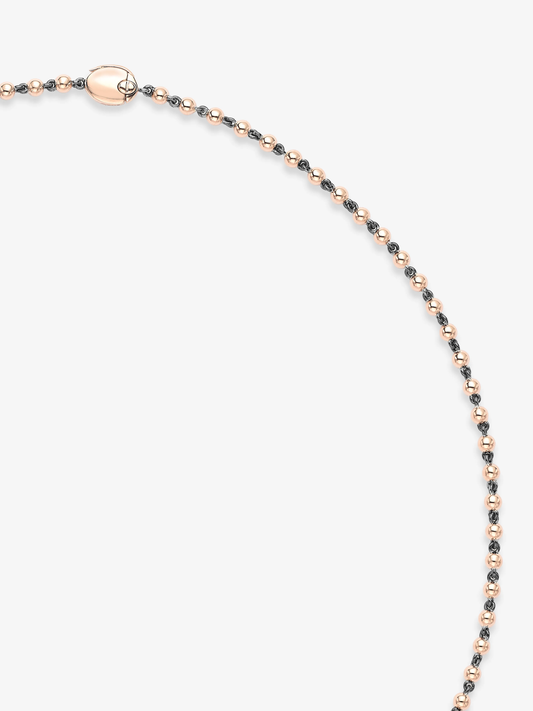 Delicate rose gold ball chain necklace with a subtle darkened gold contrast and a traditional clasp, showcasing refined craftsmanship and antique-inspired contemporary design. View 4