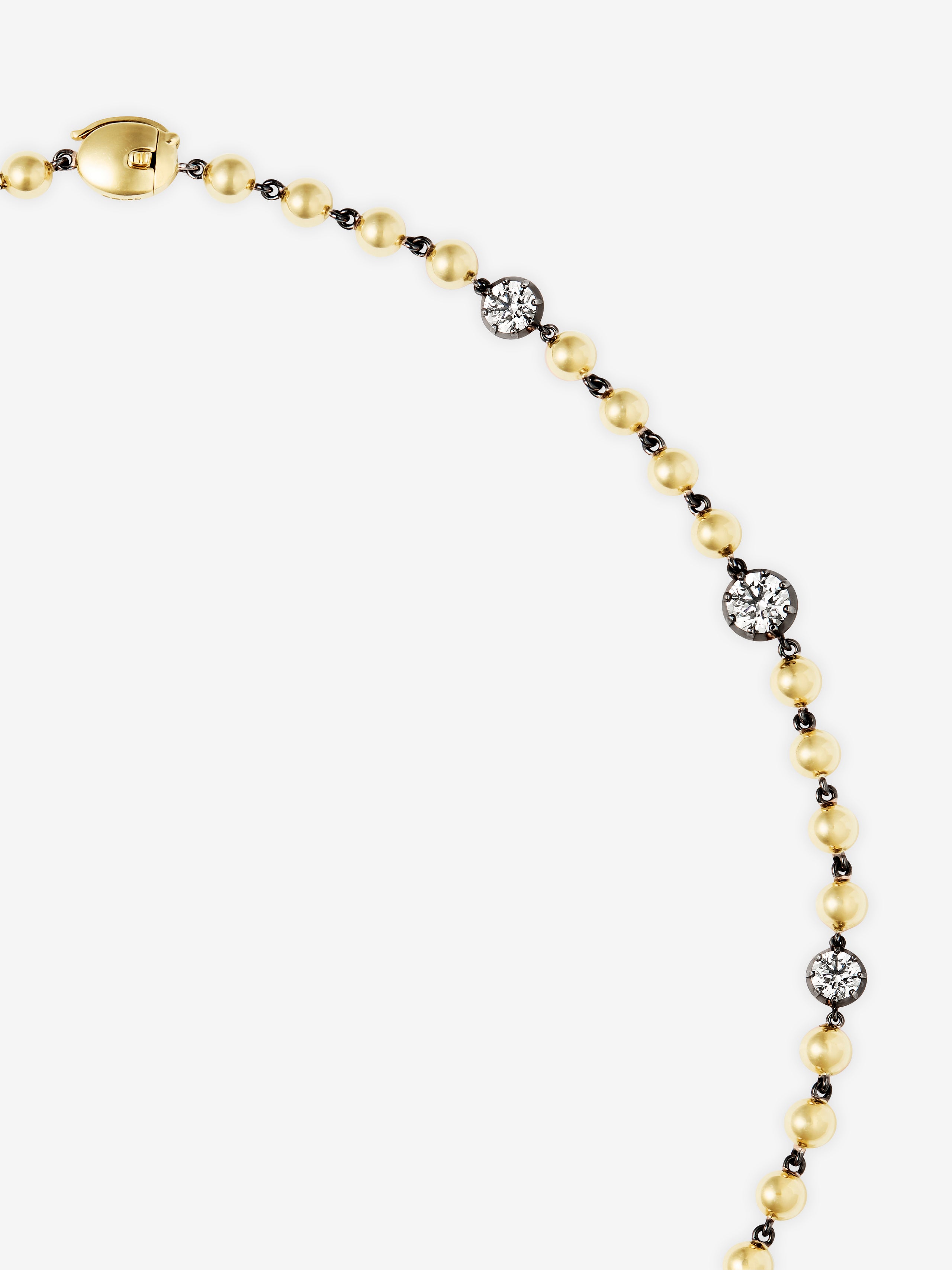 Ball n Chain Yellow Gold Multi Diamond 16" Necklace View 3